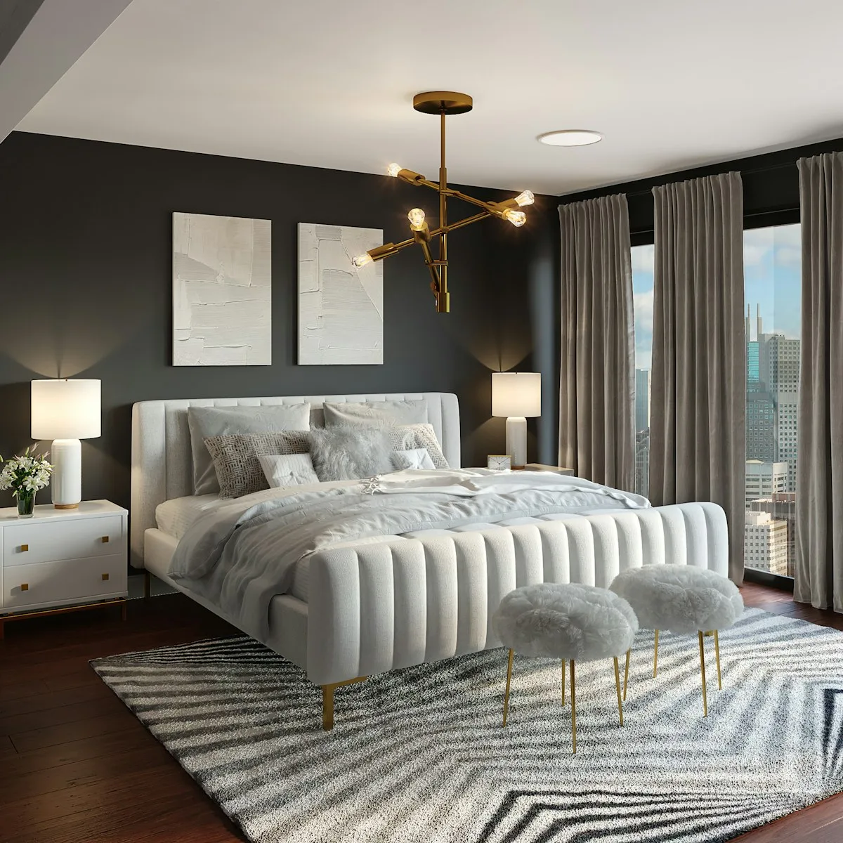 Chambre d'adolescent moderne avec un mur coloré et une décoration personnalisée